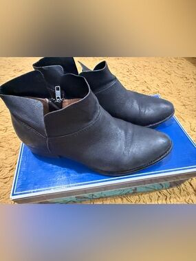 Vintage Black Leather Ankle Boots